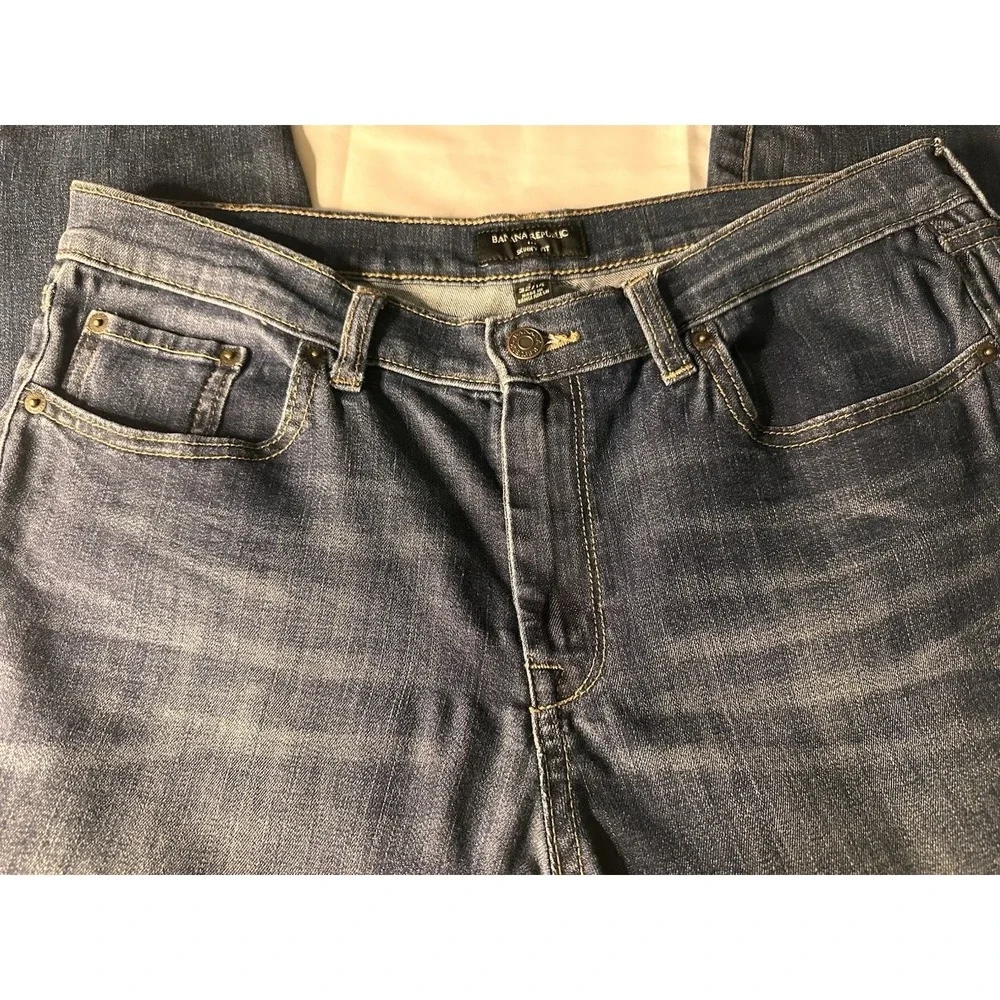 Banana Republic Men's Skinny Fit Dark Wash Blue Denim Jeans 5-Pocket Button